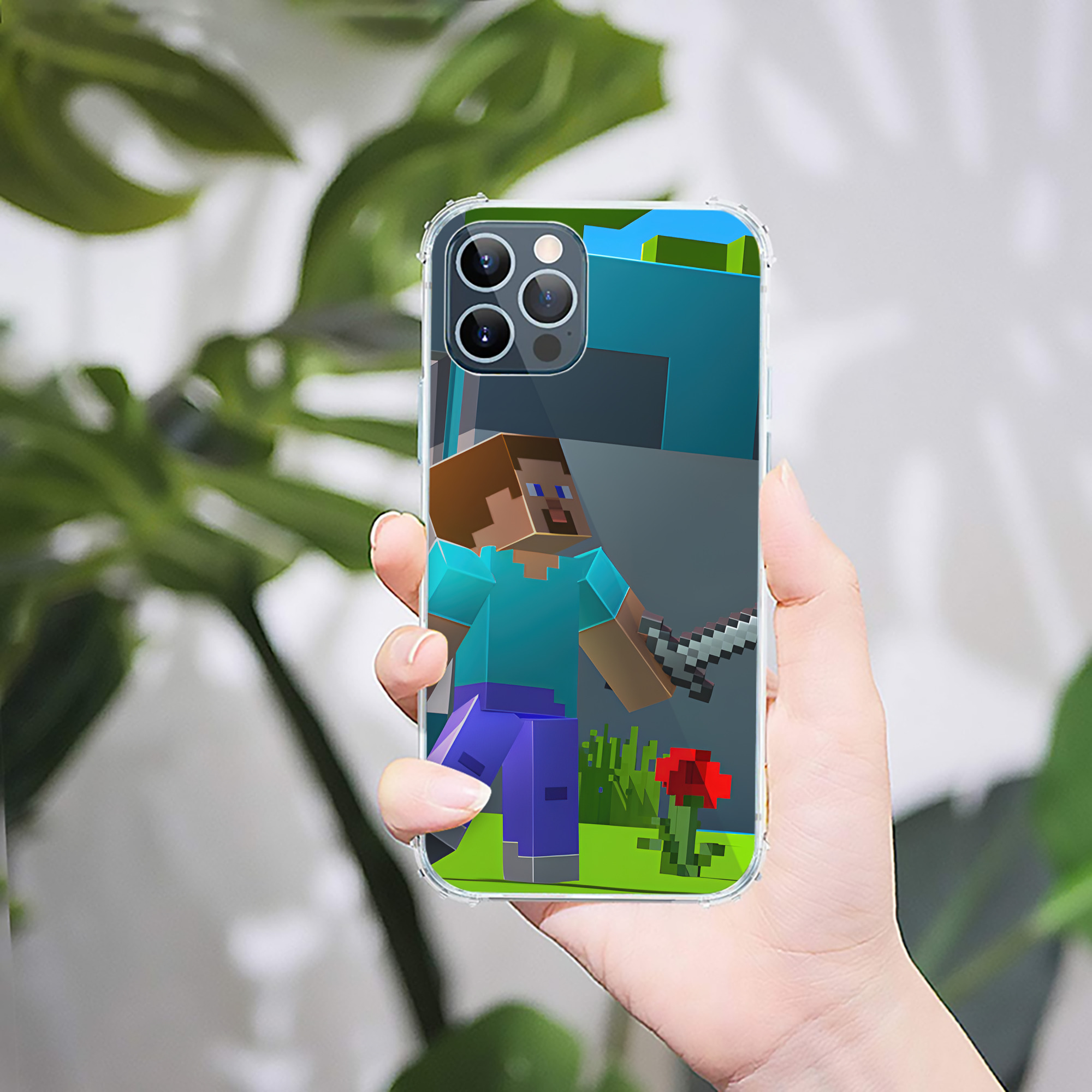 （画像用） マインクラフト ブロックの世界 Minecraft MC Block world 【iPhone 12シリーズ対応】透明スマホケース（クリアソフトケース）